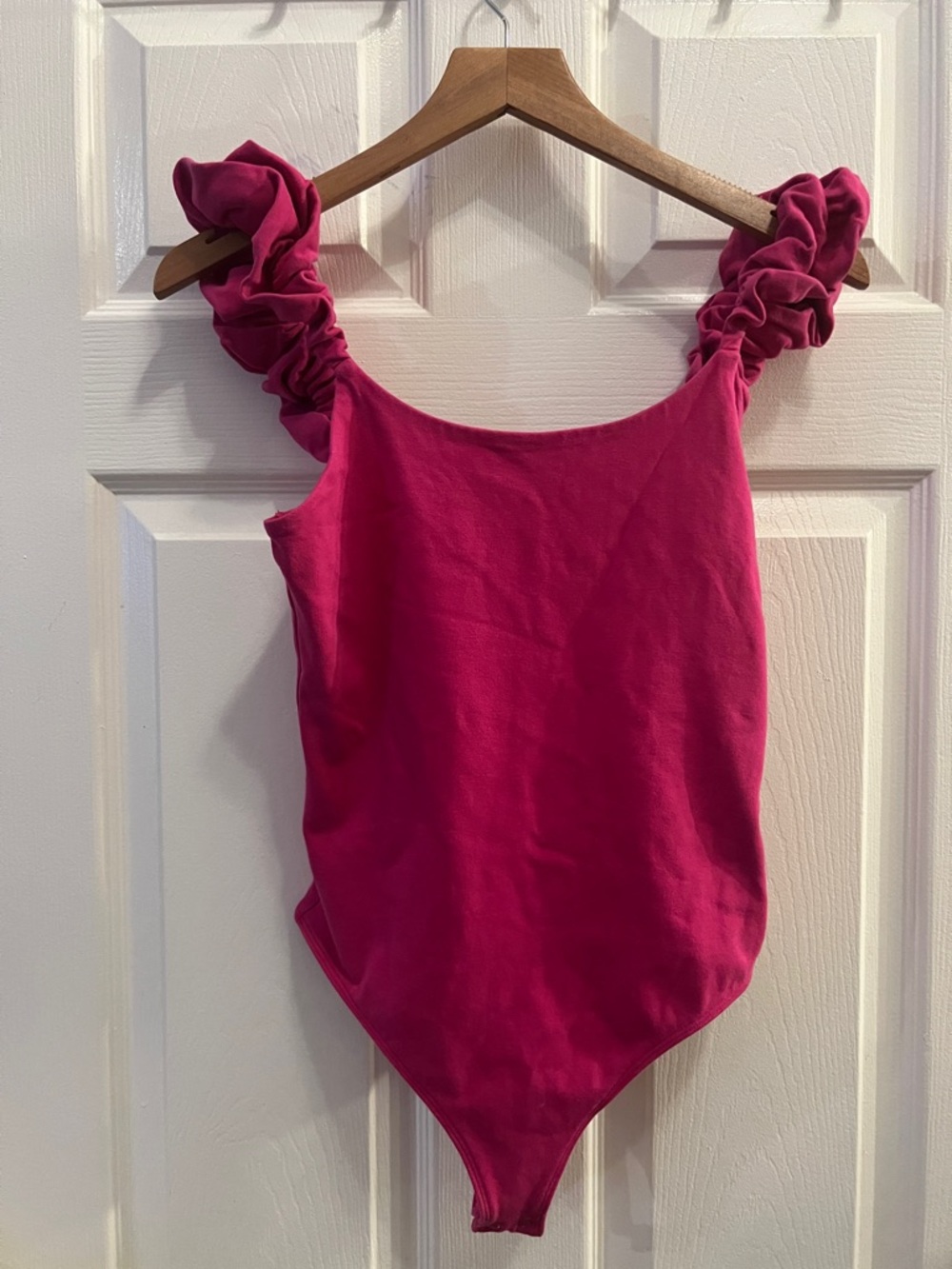 Express Hot Pink Ruffle Strap Bodysuit